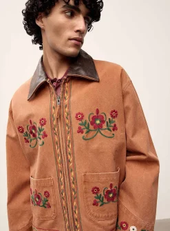 Rosette floral embroidery worker jacket