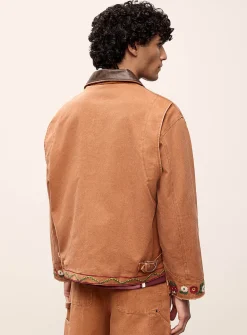 Rosette floral embroidery worker jacket