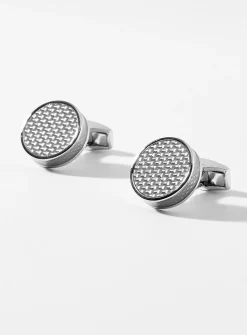 Round carbon cuff links