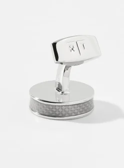 Round carbon cuff links