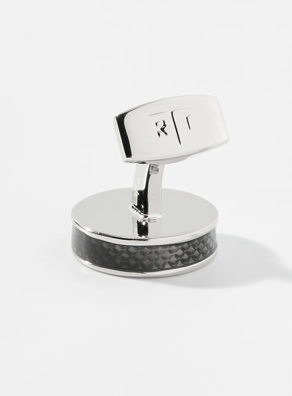 Round carbon cuff links