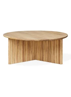 Round natural grooved coffee table