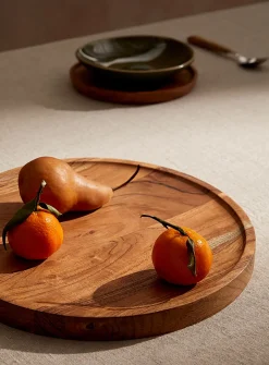 Round wooden serving tray