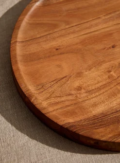 Round wooden serving tray