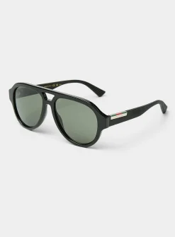 Rounded acetate aviator sunglasses