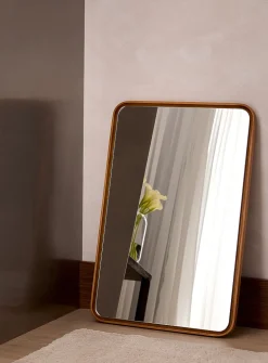 Rounded corners natural pine mirror
