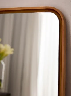 Rounded corners natural pine mirror