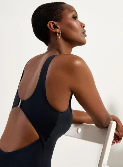 Rounded neckline one-piece