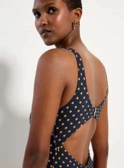 Rounded neckline one-piece
