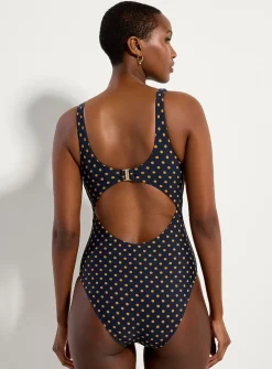 Rounded neckline one-piece