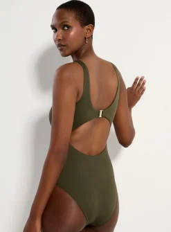 Rounded neckline one-piece