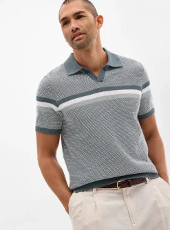 Rourke embossed knit Johnny collar polo