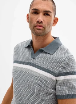 Rourke embossed knit Johnny collar polo