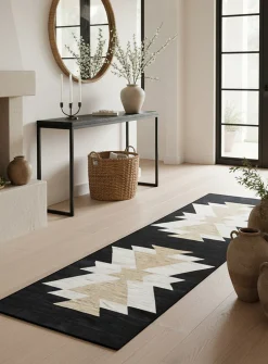 Royal Black woven hallway rug