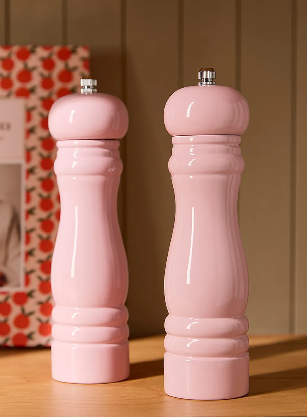 Rubber wood salt and pepper mills