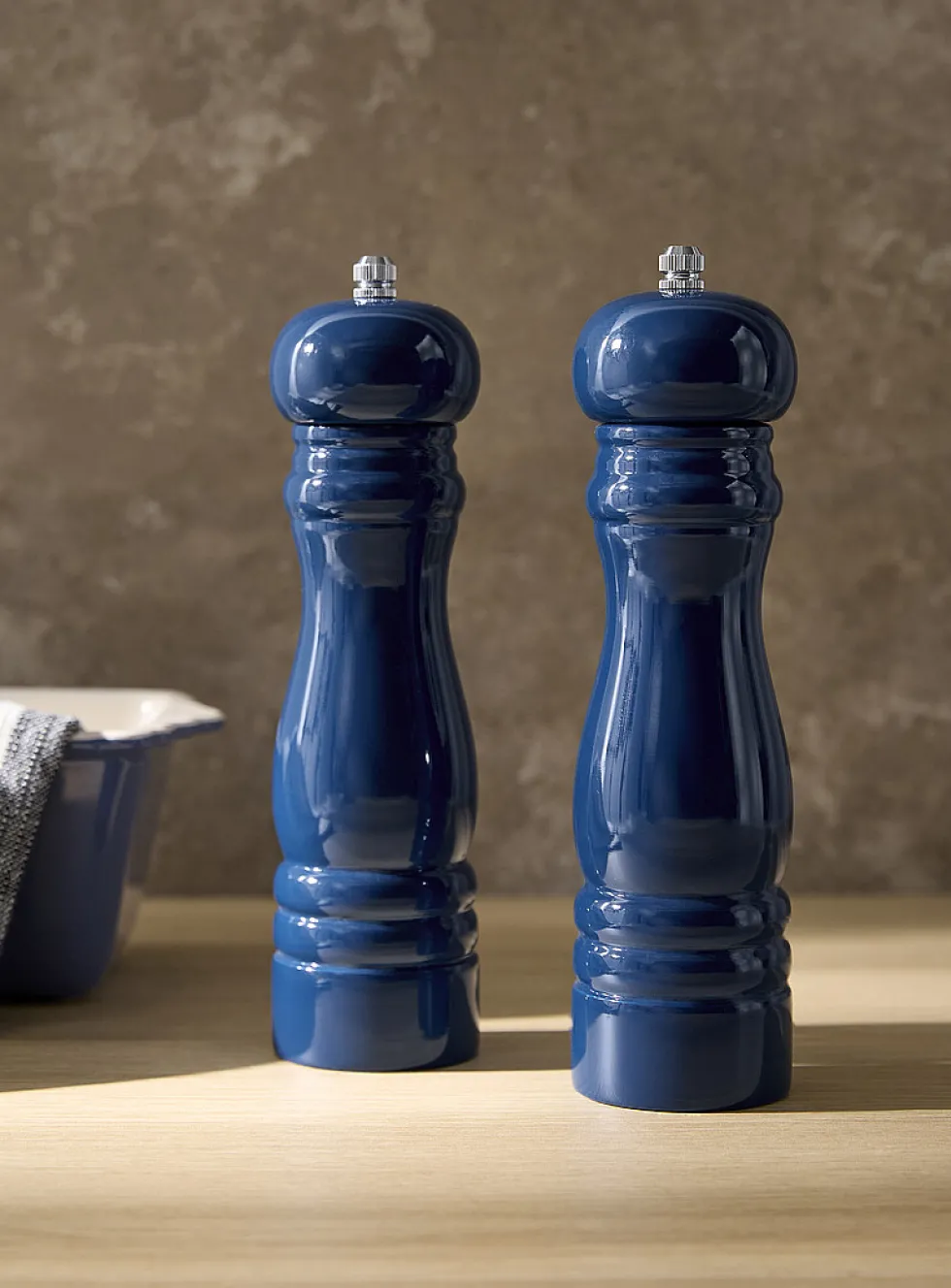 Rubber wood salt and pepper mills