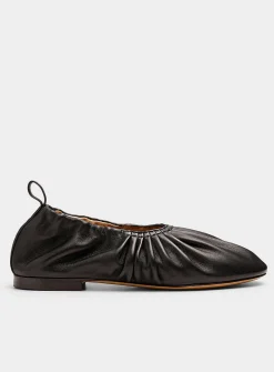 Ruched leather ballet flats