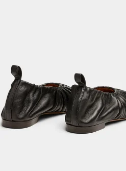 Ruched leather ballet flats
