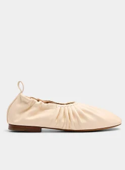 Ruched leather ballet flats