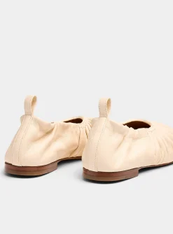 Ruched leather ballet flats