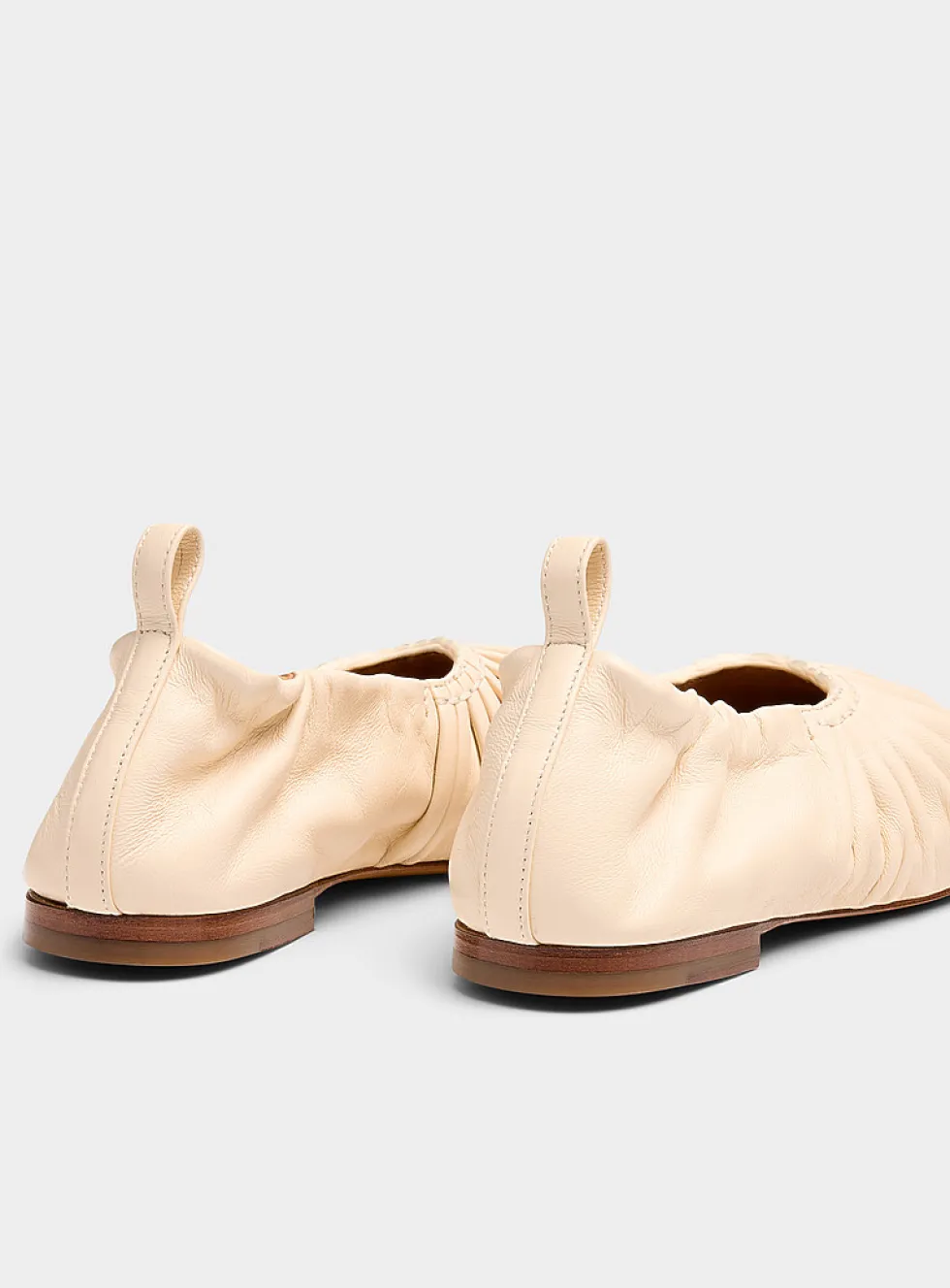 Ruched leather ballet flats