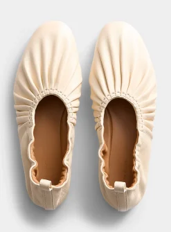 Ruched leather ballet flats