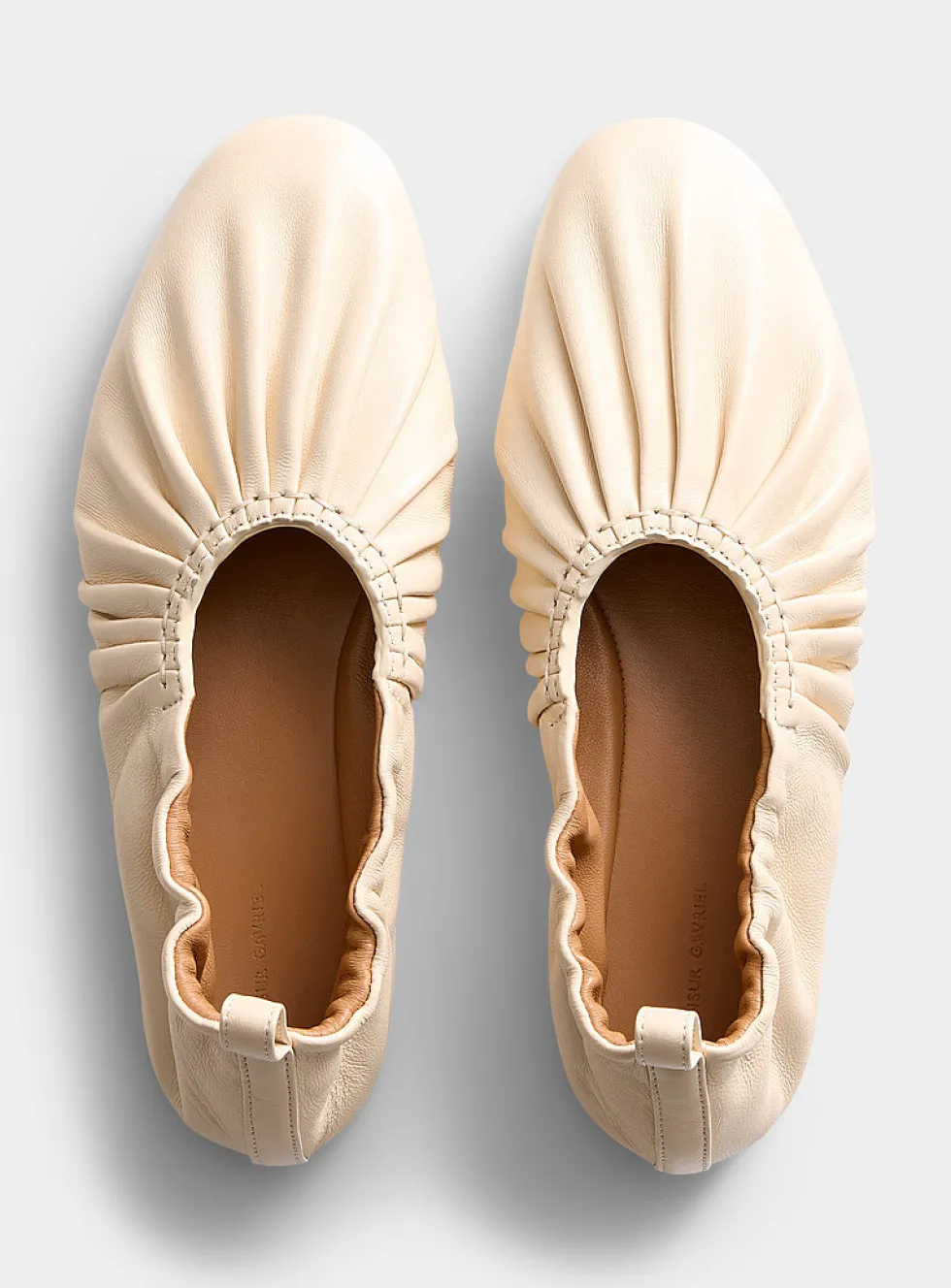 Ruched leather ballet flats