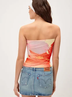 Ruched mesh tube top