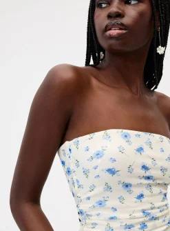 Ruched mesh tube top