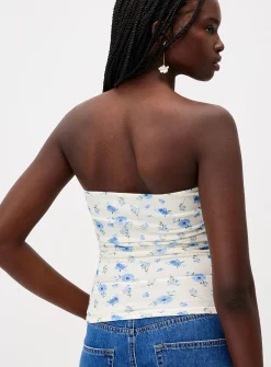 Ruched mesh tube top