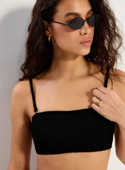 Ruffle texture bandeau bikini top