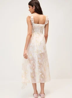 Ruffled asymmetric-hem dress