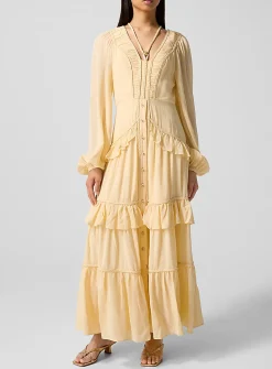 Ruffled buttoned maxi dress