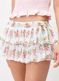 Ruffled cotton mini short