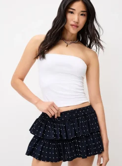 Ruffled cotton mini short
