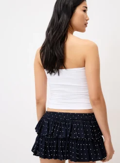 Ruffled cotton mini short