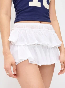 Ruffled cotton mini short