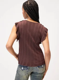 Ruffled edging tie cardigan