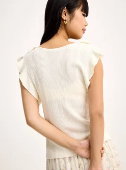 Ruffled edging tie cardigan