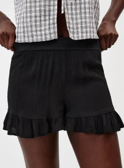 Ruffled elastic-waist mini short