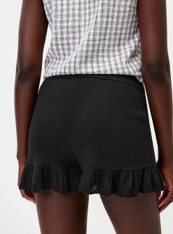 Ruffled elastic-waist mini short