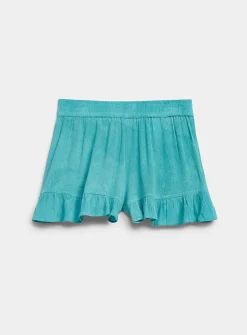 Ruffled elastic-waist mini short
