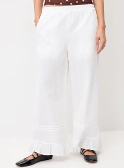 Ruffled hem cotton pant