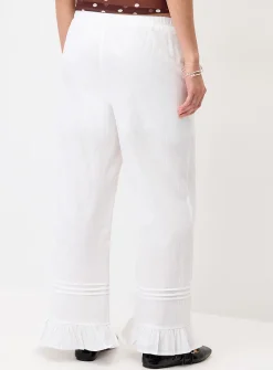 Ruffled hem cotton pant