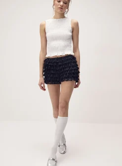 Ruffled lace mini short