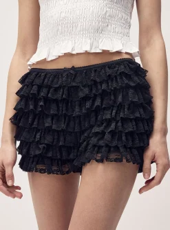 Ruffled lace mini short