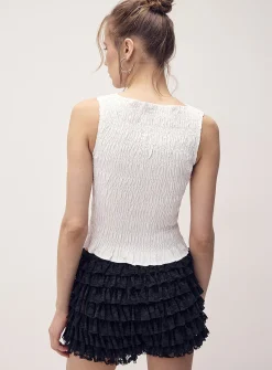 Ruffled lace mini short