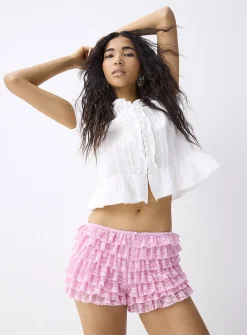Ruffled lace mini short