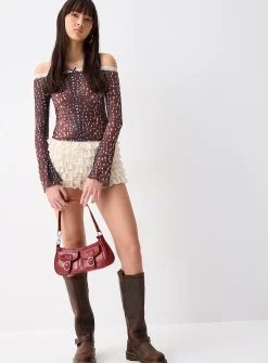 Ruffled lace mini short