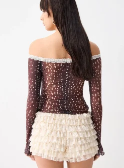 Ruffled lace mini short